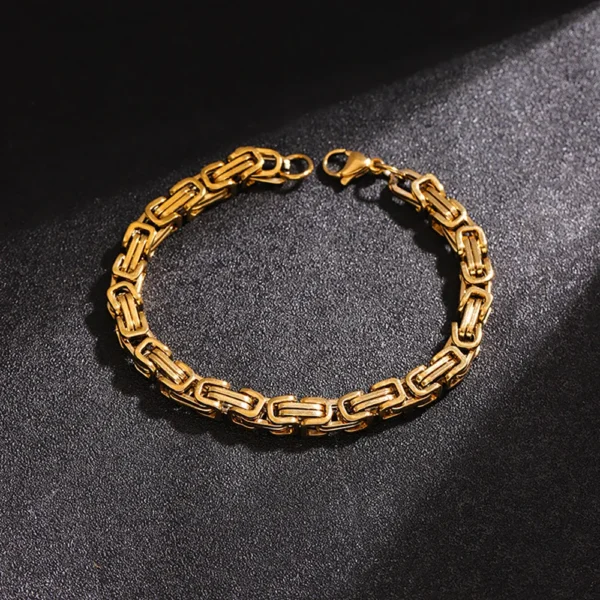 Newest 316L Stainless Steel Bracelet Men Women Wholelsale Wristband 4mm Gold Color Male Hand Chain Link Bracelet Hip Hop Jewelry 2