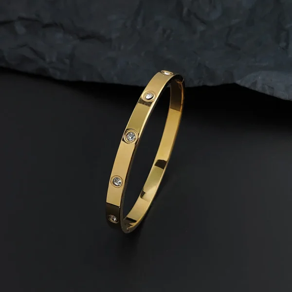 Classic stainless steel 18K gold-plated O-shaped zircon bracelet, high-quality style jewelry, couple gifts 4