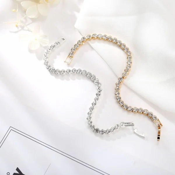 Luxury Crystal Tennis Bracelets For Women Wedding Gift Gold Silver Color Metal Roman Chain Bracelets Bangles Jewelry 4