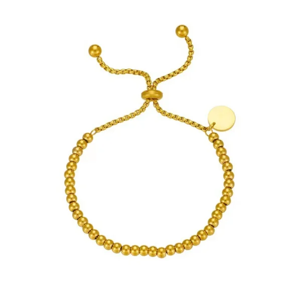 Foxanry 316L Stainless Steel Beaded Pull Bracelets For Women Couples Fashion Simple Classic Non-fading Anniversary Jewelry Gifts 2