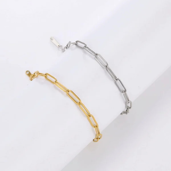 Skyrim Friendship Paperclip Link Chain Men Women Girls Stainless Steel Gold Color Bracelets Minimalist Jewelry Valentine Gift 6