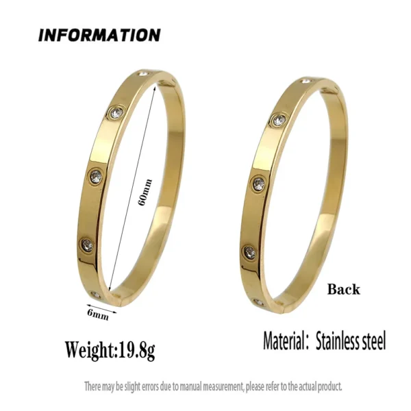 Classic stainless steel 18K gold-plated O-shaped zircon bracelet, high-quality style jewelry, couple gifts 2