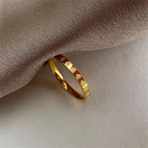 Golden Stainless Steel 2mm Heart Rings Women Size 5/6/7/8/9/10# Thin Finger Ring Wedding Band Engagement Jewelry Girlfriend Gift 1