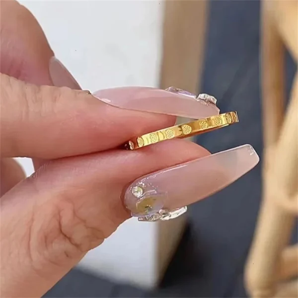 Golden Stainless Steel 2mm Heart Rings Women Size 5/6/7/8/9/10# Thin Finger Ring Wedding Band Engagement Jewelry Girlfriend Gift 4
