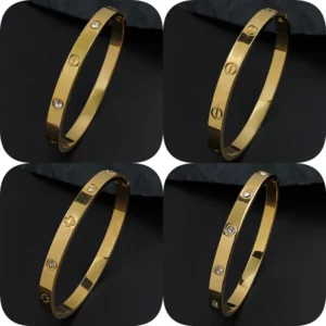 Classic stainless steel 18K gold-plated O-shaped zircon bracelet, high-quality style jewelry, couple gifts 1