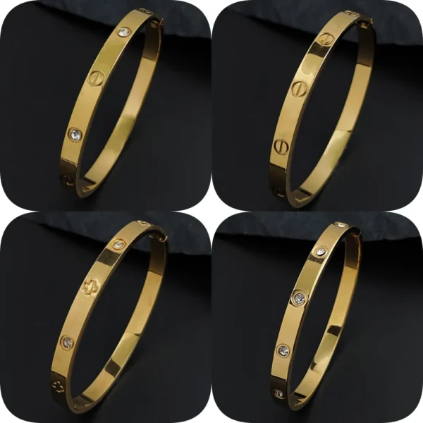 Classic stainless steel 18K gold-plated O-shaped zircon bracelet, high-quality style jewelry, couple gifts 1