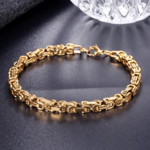 Newest 316L Stainless Steel Bracelet Men Women Wholelsale Wristband 4mm Gold Color Male Hand Chain Link Bracelet Hip Hop Jewelry 1