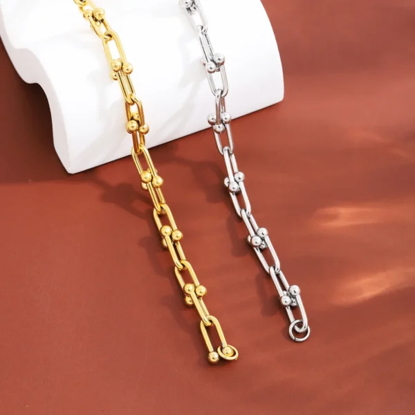 Fashion Charm U-Shaped Bracelet For Women Men Stainless Steel 18K Gold Plated Chain Unisex Jewelry Gift daily wear 5