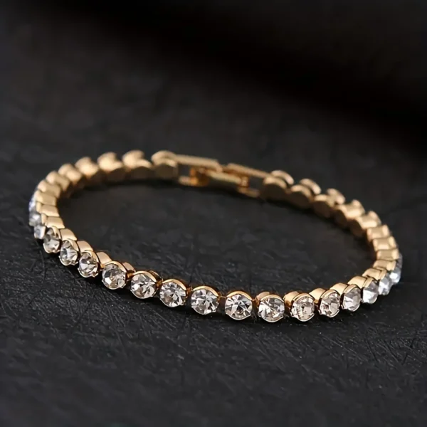 Luxury Crystal Tennis Bracelets For Women Wedding Gift Gold Silver Color Metal Roman Chain Bracelets Bangles Jewelry 2