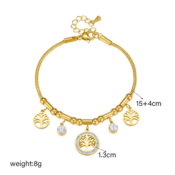 XIYANIKE 316L Stainless Steel Bracelet Golden Life Tree White Zircon Pendant Accessories for Women Simple Jewelry Gift Pulsera 6