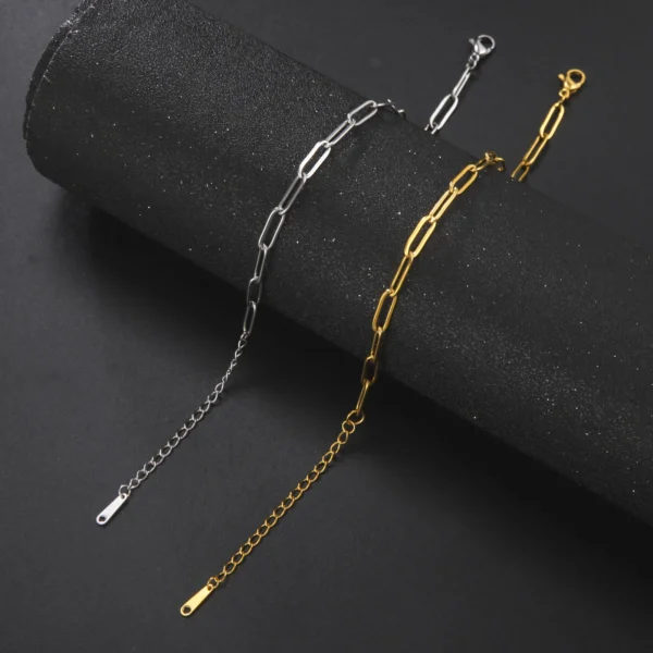 Skyrim Friendship Paperclip Link Chain Men Women Girls Stainless Steel Gold Color Bracelets Minimalist Jewelry Valentine Gift 3