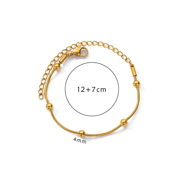 Stainless Steel Beaded Round Snake Chain Bracelets For Women Gold Color Geometric Bracelet Luxury Wedding Party Jewelry Gift 5