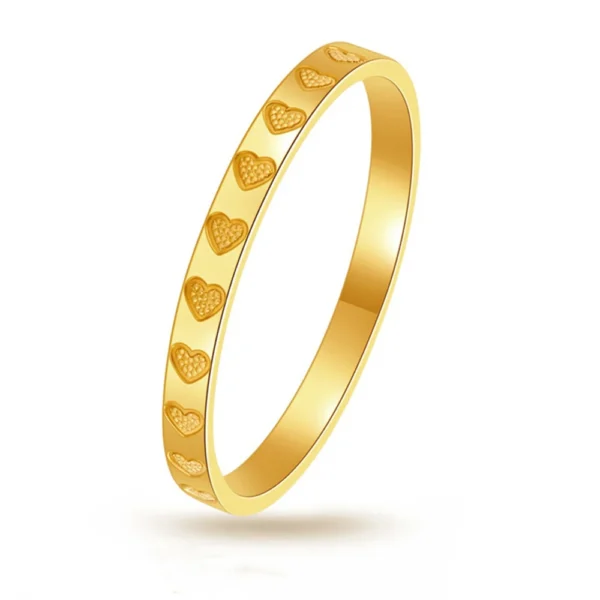 Golden Stainless Steel 2mm Heart Rings Women Size 5/6/7/8/9/10# Thin Finger Ring Wedding Band Engagement Jewelry Girlfriend Gift 6