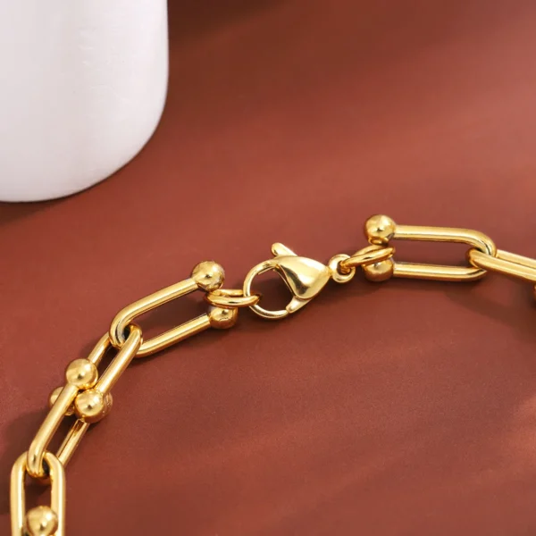 Fashion Charm U-Shaped Bracelet For Women Men Stainless Steel 18K Gold Plated Chain Unisex Jewelry Gift daily wear 4