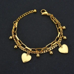 316L Stainless Steel Multilayer Love Heart Bracelet For Women High Quality Gold Color Rustproof Girls Wrist Jewelry Gift 1