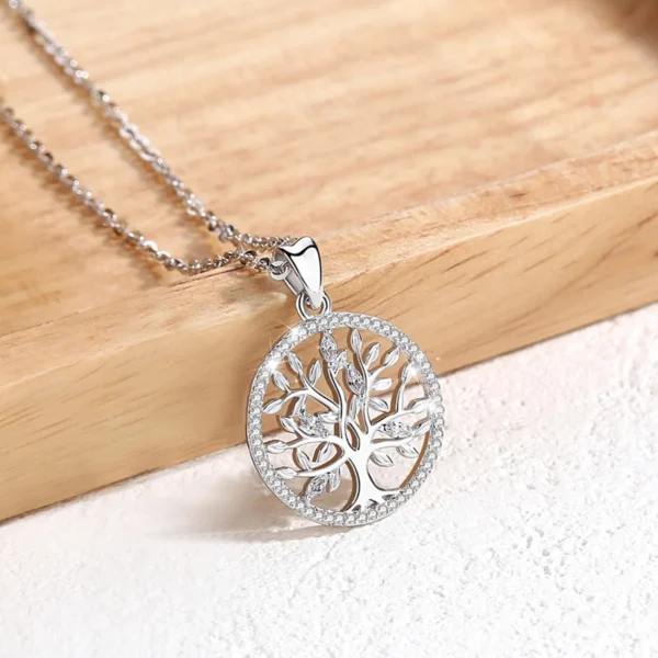 EUDORA 925 Sterling Silver Tree of Life Necklace Oak Tree CZ Pendant Nature Jewelry Bride Birthday Party Best Gift for Women 401 4