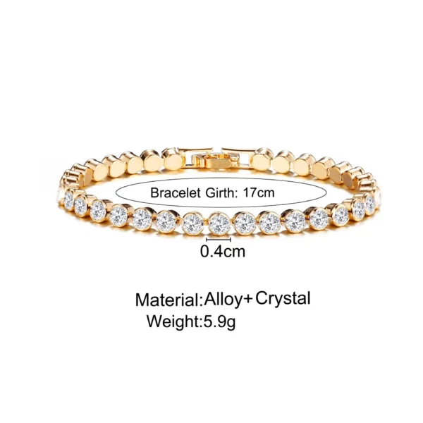 Luxury Crystal Tennis Bracelets For Women Wedding Gift Gold Silver Color Metal Roman Chain Bracelets Bangles Jewelry 6