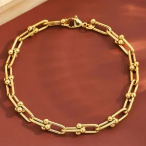 Fashion Charm U-Shaped Bracelet For Women Men Stainless Steel 18K Gold Plated Chain Unisex Jewelry Gift daily wear 1