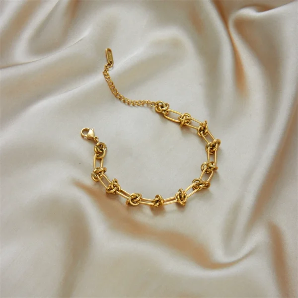 DIEYURO 316L Stainless Steel Gold Silver Color Twist Knot Necklace Bracelets For Womens Girl New Fashion Non-fading Jewelry Set 6