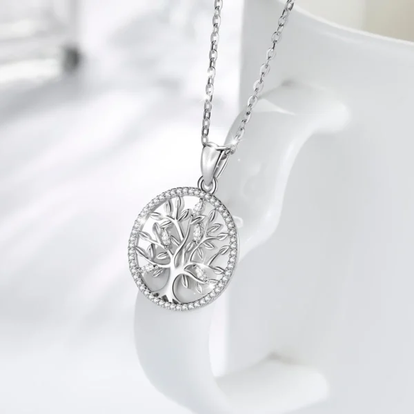 EUDORA 925 Sterling Silver Tree of Life Necklace Oak Tree CZ Pendant Nature Jewelry Bride Birthday Party Best Gift for Women 401 2