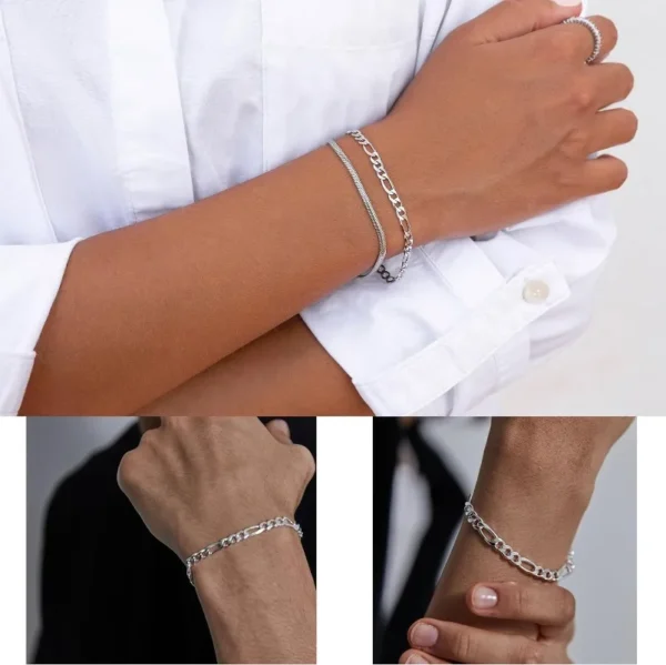 Mens Bracelet 2pcs Bracelets Set with Box Chain & Cuban Link, Stainless Steel Jewelry Gifts for Men - Dad, Boyfriend, Husband. 5