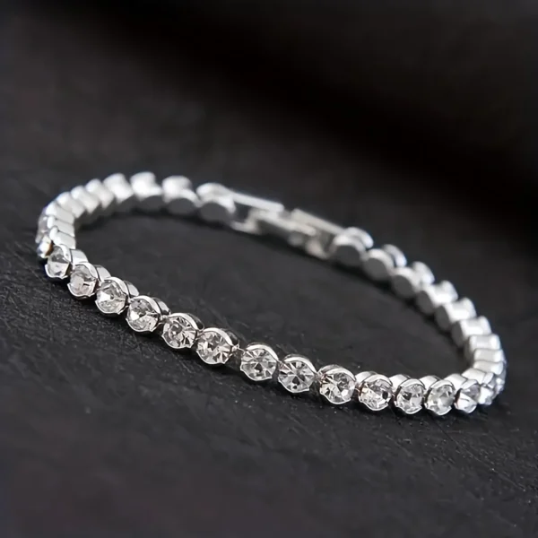 Luxury Crystal Tennis Bracelets For Women Wedding Gift Gold Silver Color Metal Roman Chain Bracelets Bangles Jewelry 5